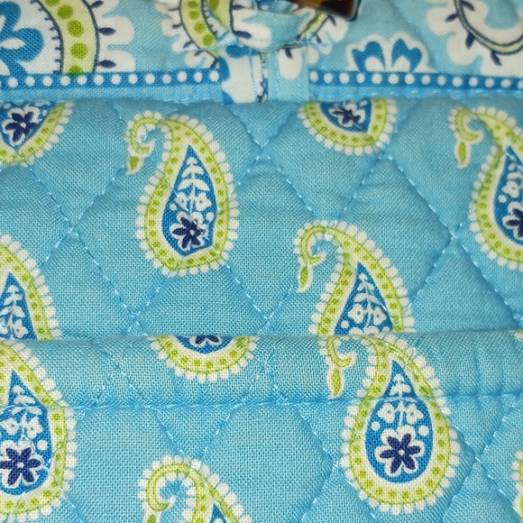 Vera Bradley Bermuda Blue Aqua Paisley Quilted Tote - Picture 4 of 11